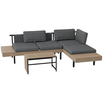 Three-Piece 'L' Garden Sofa Set - Grey