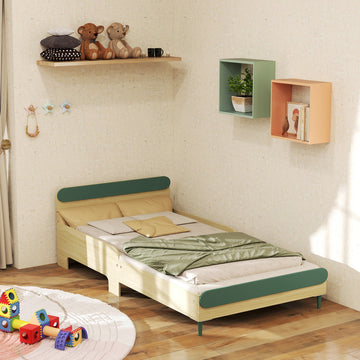 Toddler Bed with Safety Rail, for Ages 3-10 Years, 195 x 103 x 60.5cm, Green