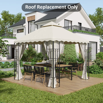 3 x 3 m Gazebo Canopy Replacement Covers, 2 - Tier Gazebo Roof Replacement TOP COVER ONLY, Cream White