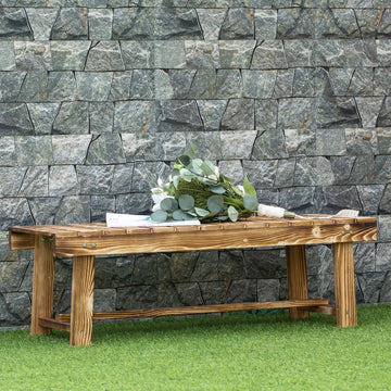 1 Piece 2-seater Outdoor Indoor Wooden Garden Bench Fir Patio Loveseat, 110L x 38W x 35Hcm, Carbonised