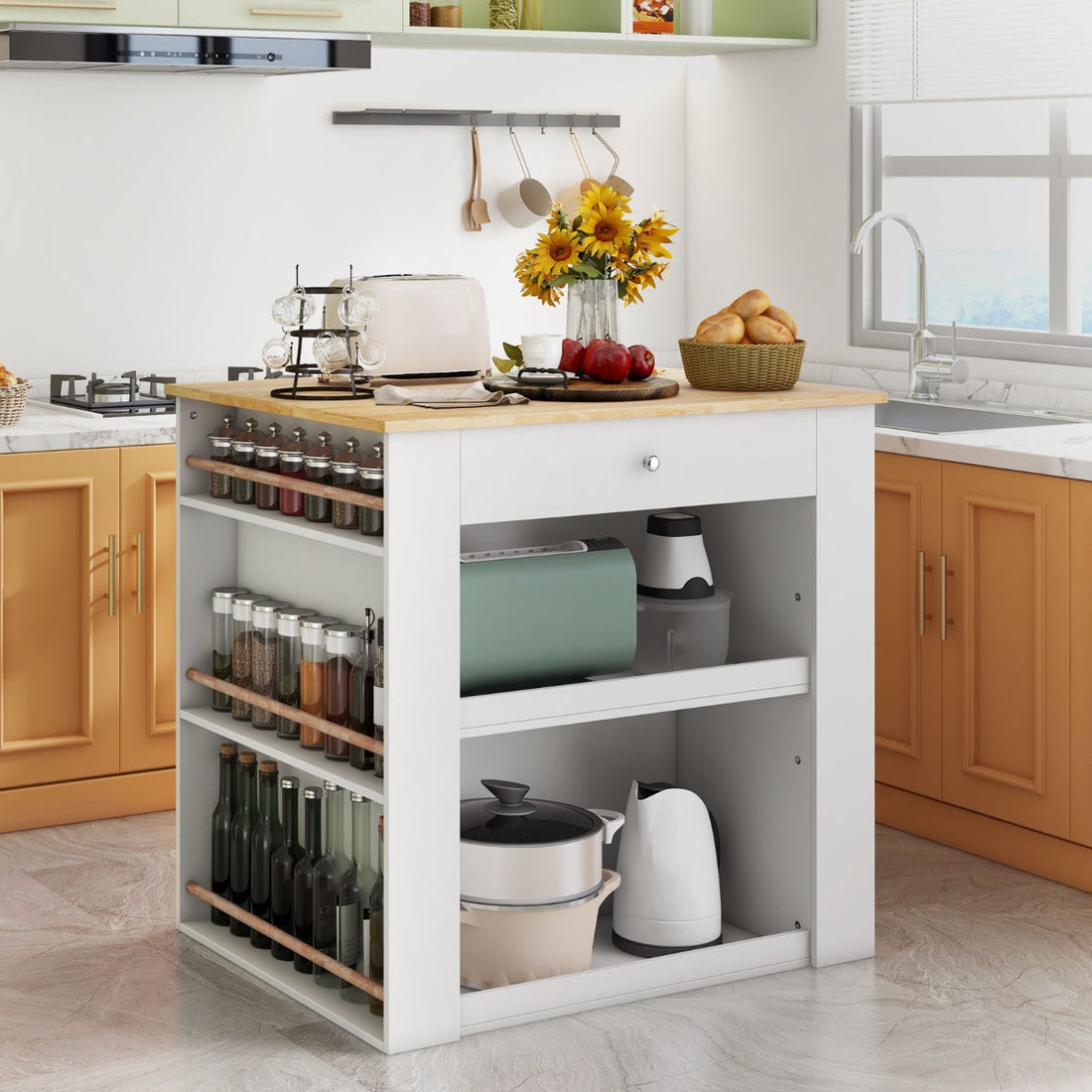 Kitchen Island with Storage-White