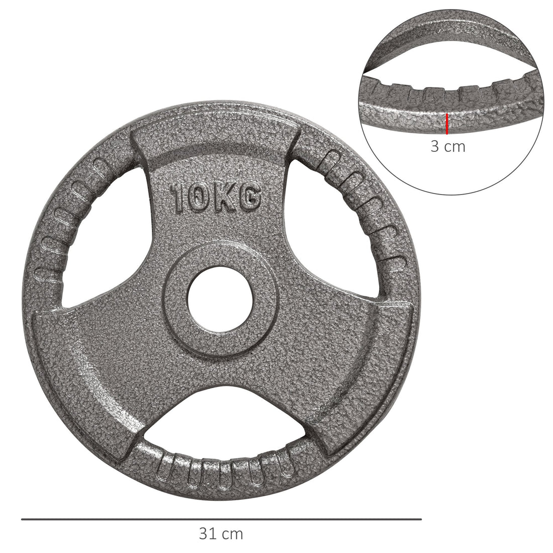 Set of 2 Cast Iron Weight Plates for 2"/5cm Hole Dumbbell Handle Bar, Barbell Weight 2 x 10kg