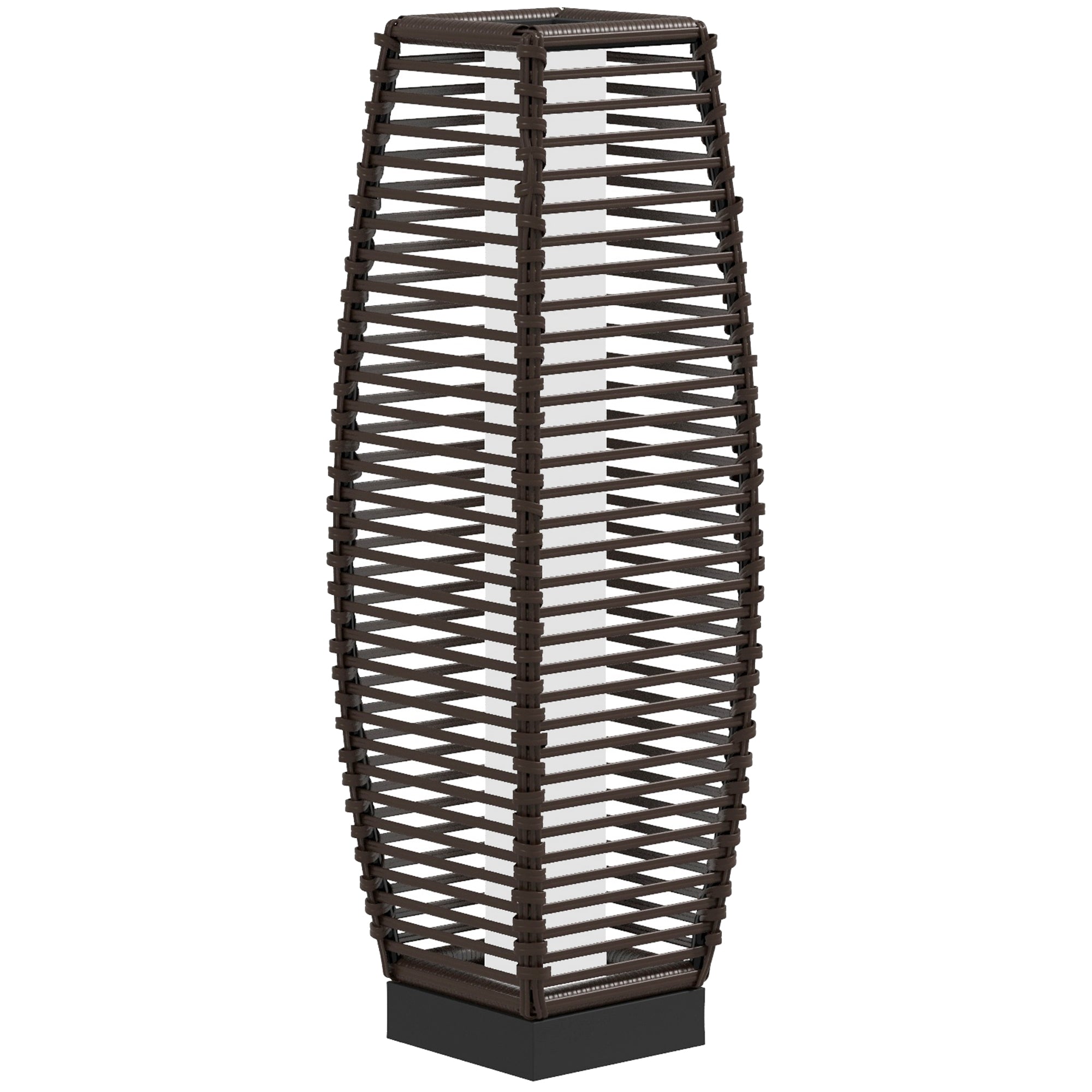 Rattan Solar Floor Lamp, 68cm Tall Outdoor Garden Lantern Pathway Light & Decorative Lighting with Auto On/Off LED Lights, IP44, for Porch, Yard, Courtyard, Deck, Brown