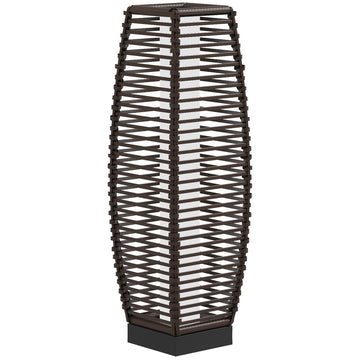 Rattan Solar Floor Lamp, 68cm Tall Outdoor Garden Lantern Pathway Light & Decorative Lighting with Auto On/Off LED Lights, IP44, for Porch, Yard, Courtyard, Deck, Brown
