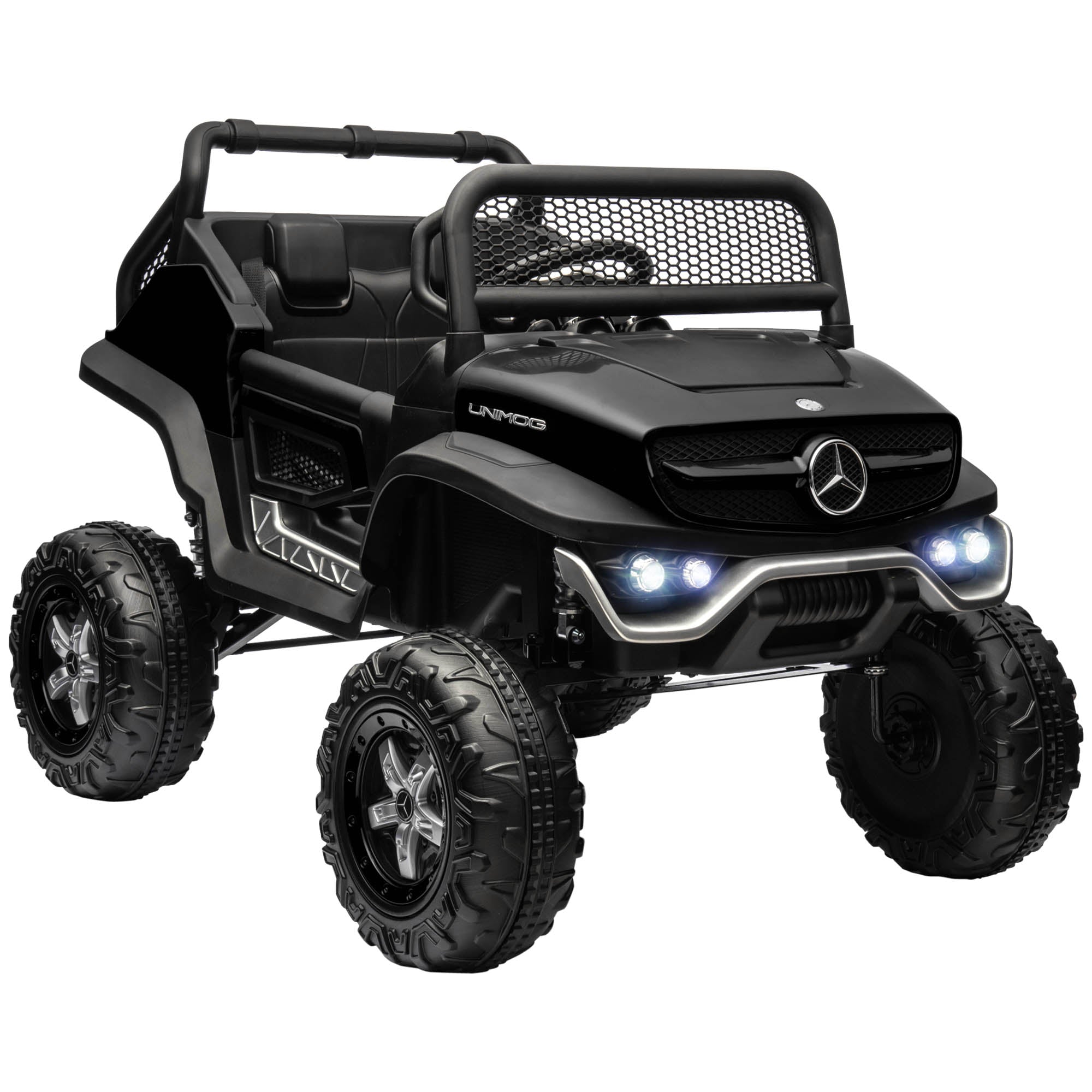 12V Licensed Mercedes-Benz Unimog, Kids Electric Ride on Car, with Remote Control, Horn, Light, MP3 - Black