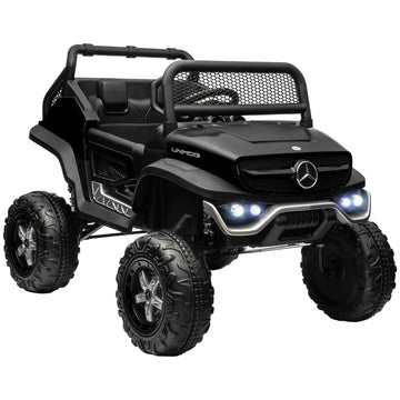 12V Licensed Mercedes-Benz Unimog, Kids Electric Ride on Car, with Remote Control, Horn, Light, MP3 - Black