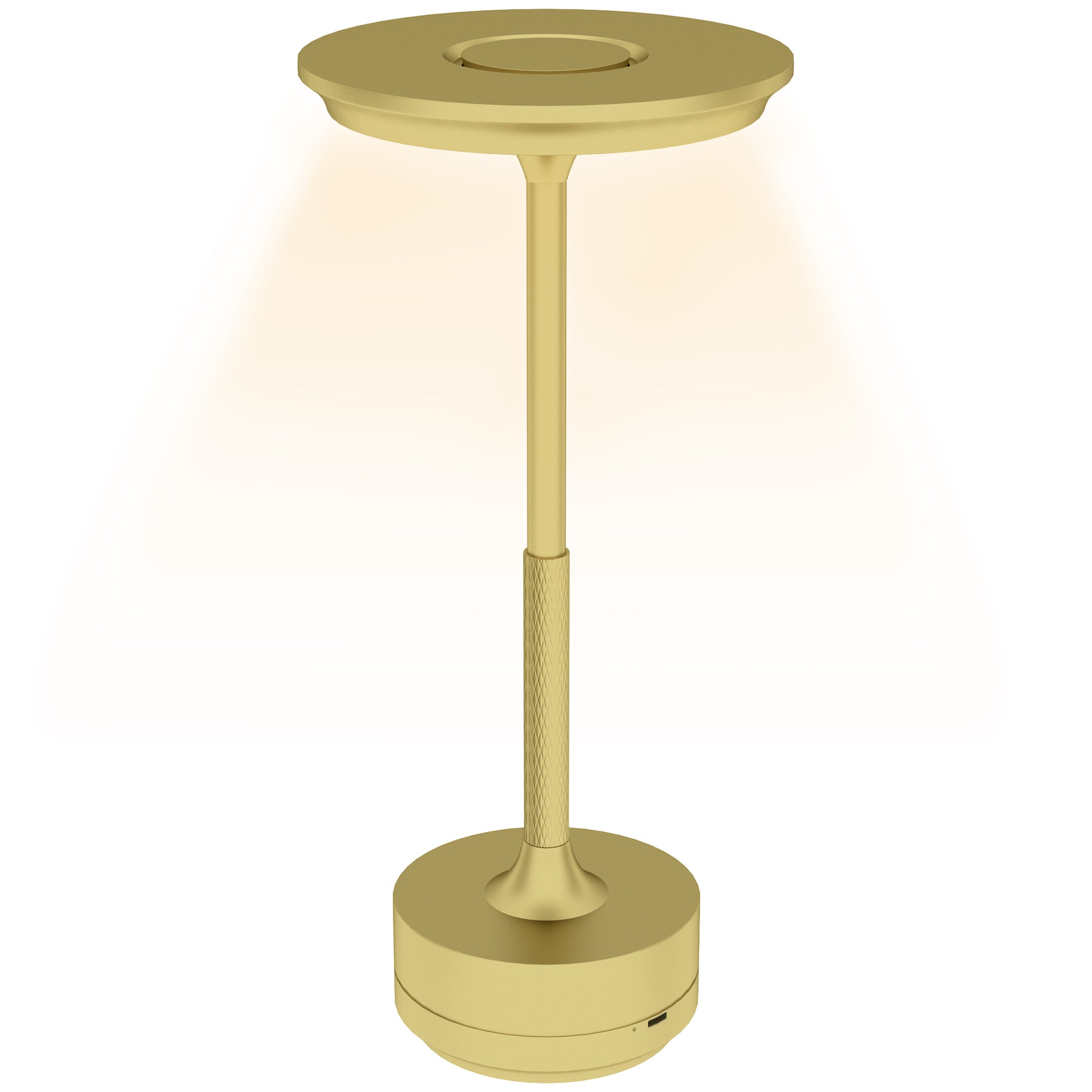 HOMCOM Cordless Table Lamp, Touch LED Desk Lamp with 4000mAh Rechargeable Battery, 3 Colour, for Bedroom Living Room, Gold Tone