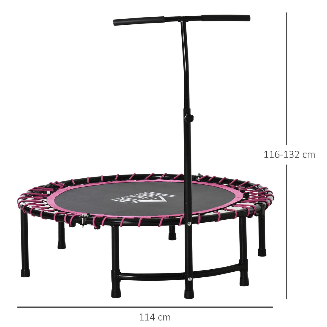 Mini Round Steel Frame Trampoline w/ Adjustable Handle, Pink