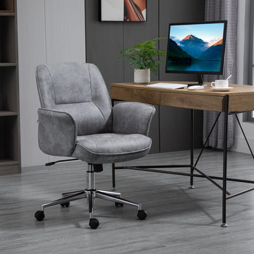 Swivel Computer Office Chair Mid Back Desk Chair for Home Study Bedroom, Light Grey