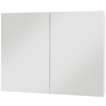 Bathroom Mirror Cabinet with Light, Bathroom Storage Cupboard with Adjustable Shelf, USB Powered, 90x15x70cm, White
