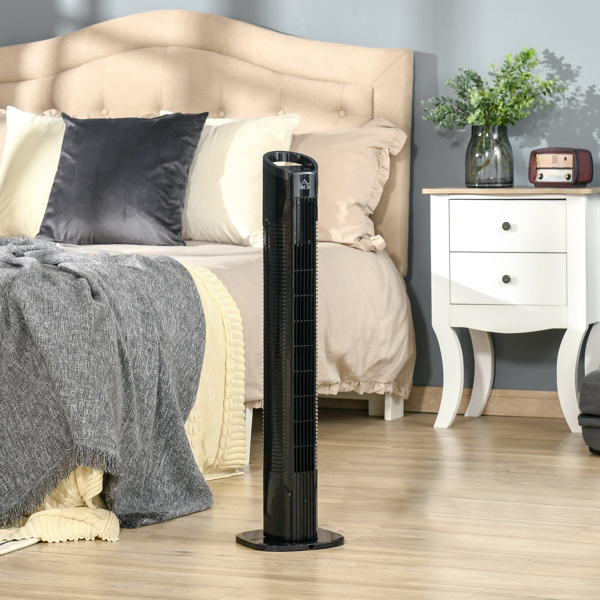 31" Freestanding Tower Fan, 3 Speed 3 Mode, 7.5H Timer, Oscillating, LED Panel, Remote Control, 31 Inch Standing Fan, Black