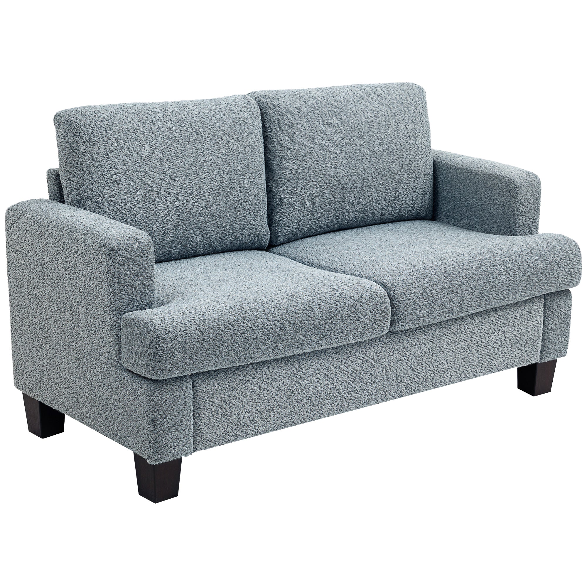 2 Seater Sofa, Loveseat Sofa with Removable Back Cushions, Chenille Fabric Small Couch Settee with S-springs for Living Room, Bedroom, Home Office, Light Grey