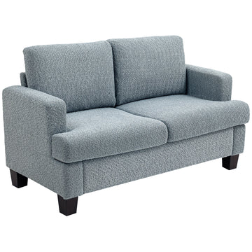 2 Seater Sofa, Loveseat Sofa with Removable Back Cushions, Chenille Fabric Small Couch Settee with S-springs for Living Room, Bedroom, Home Office, Light Grey