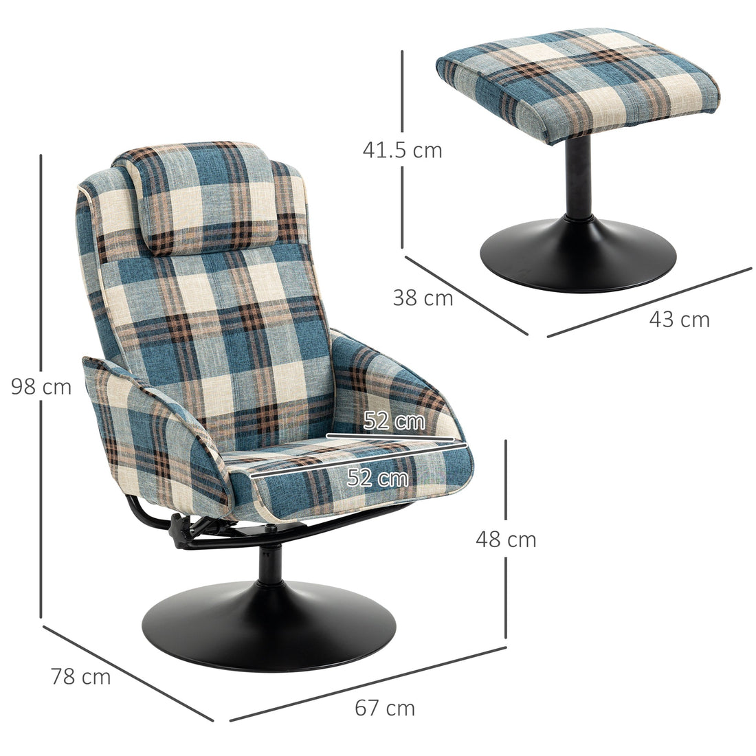 Faux Leather Reclining Chair and Footstool - Multicolour