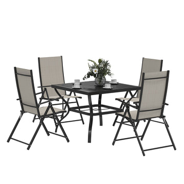 Five-Piece Steel Frame Patio Set - Khaki/Black
