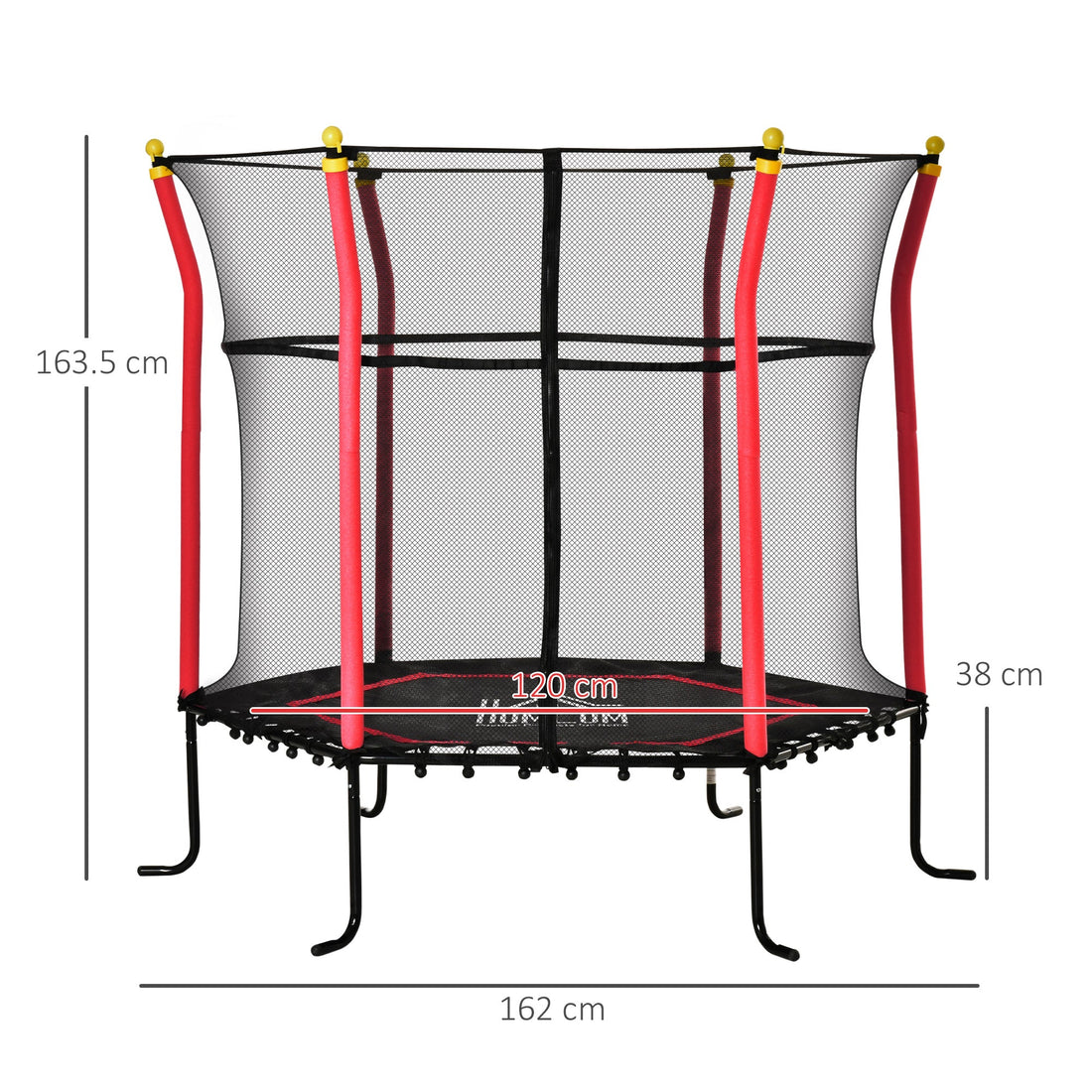5.4 FT/ 64 Inch Kids Trampoline With Enclosure Net Mini Indoor Outdoor Trampolines for Child Toddler Age 3-10 Years Red