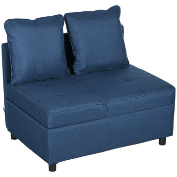 Convertible Single Sofa Bed with Thick Padded Seat, 3-in-1 Multi-Functional Sleeper Chair Bed with Magazine Pocket, for Living Room, Blue