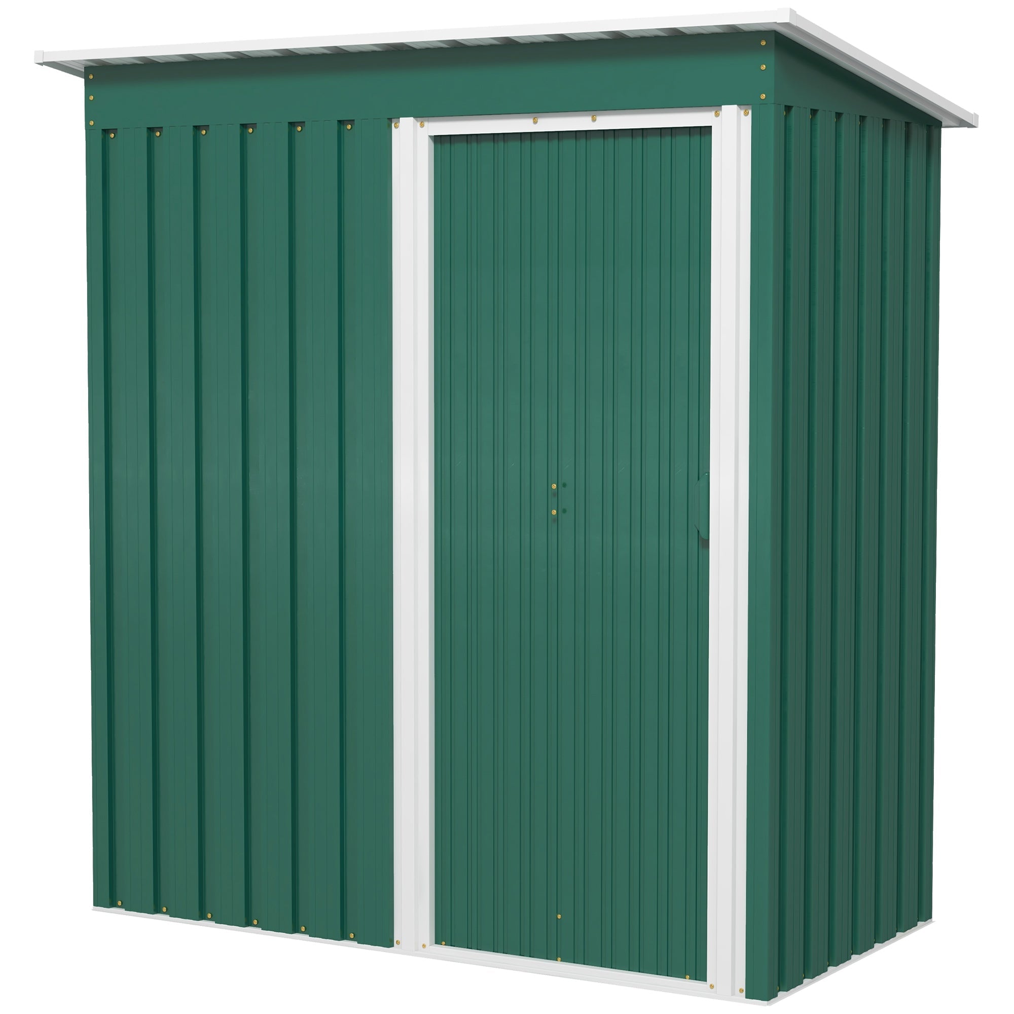 5 x 3ft Garden Storage Shed with Sliding Door and Sloped Roof Outdoor Equipment Tool, Green
