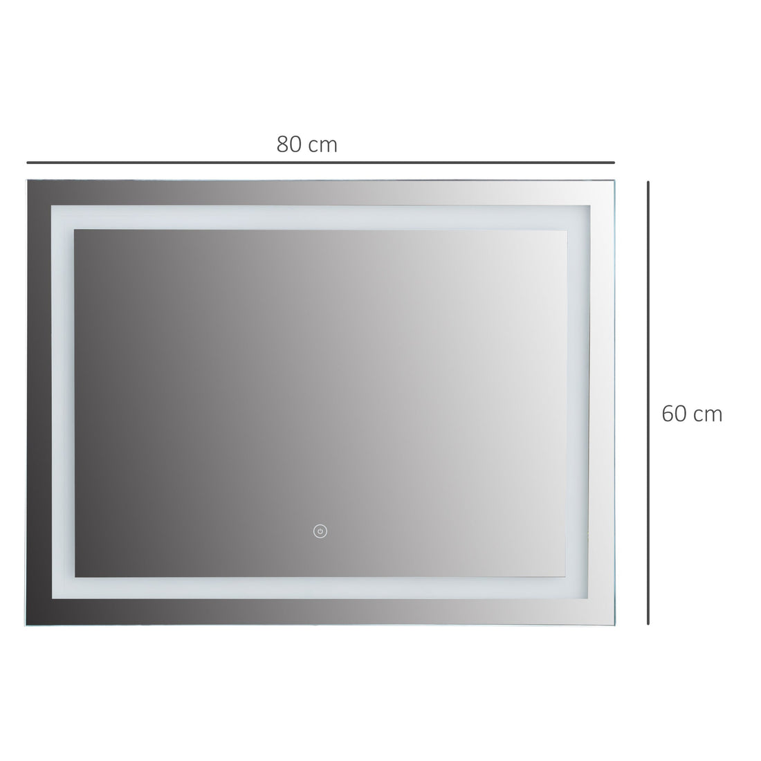 80x60cm LED Bathroom Mirror Wall Mounted Vanity Light Illuminated w/ Touch Switch Accessories Home Furnishings