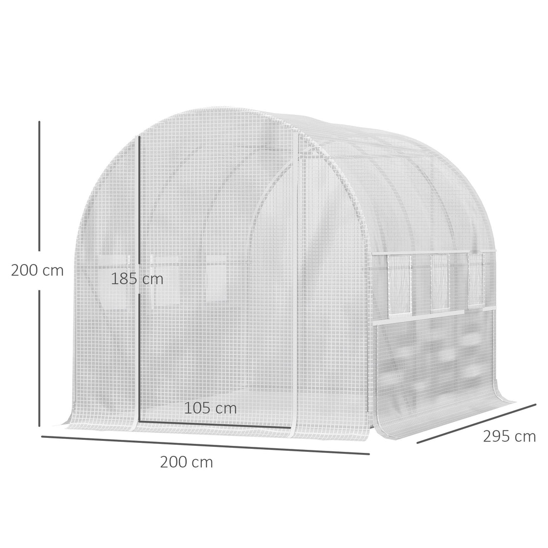 Walk-in Polytunnel Greenhouse Green House with Roll-up Sidewalls, UV-resistant PE Cover, 3 x 2 x 2m, White