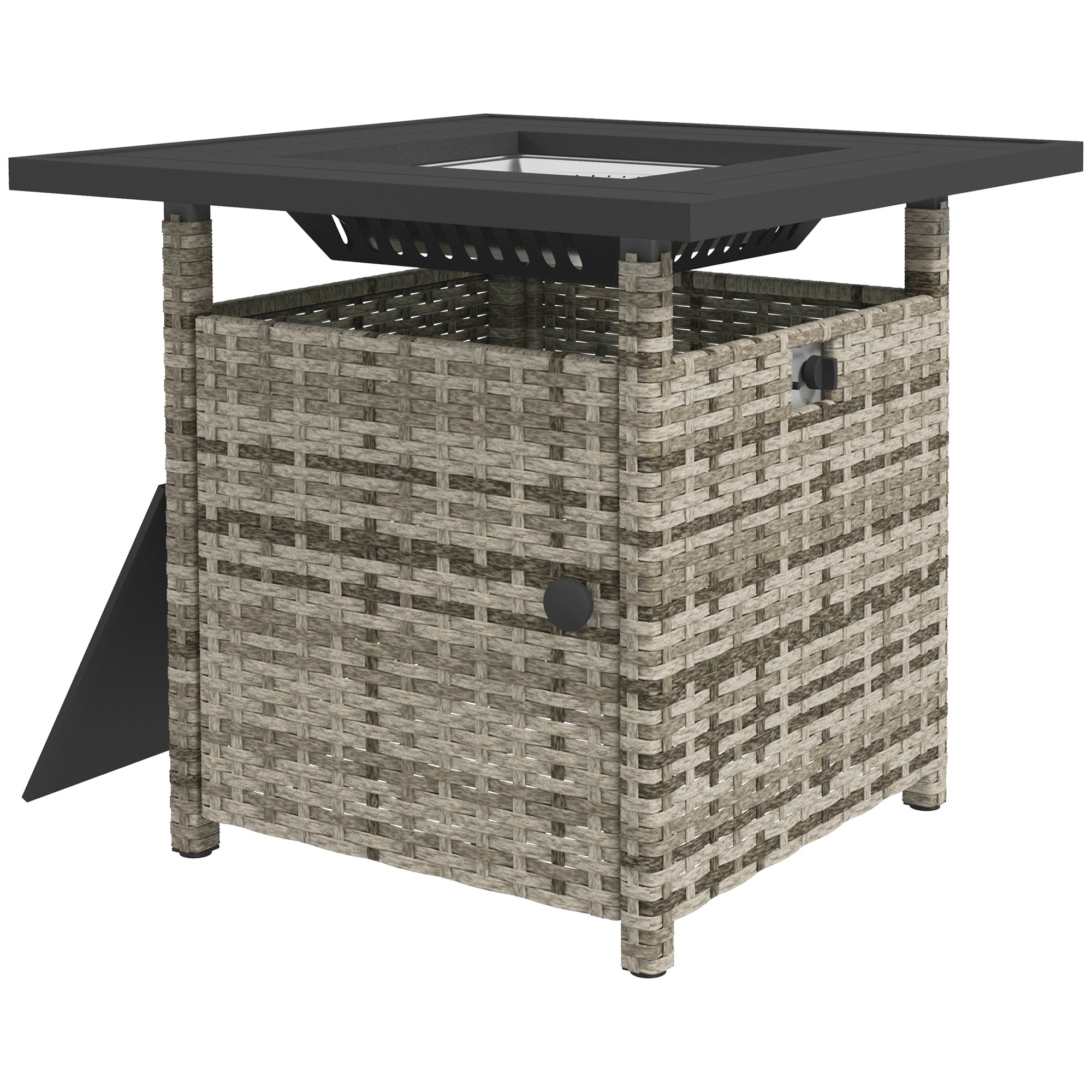 72.5 x 72.5cm 50,000 BTU Fire Pit Table, with Cover - Grey
