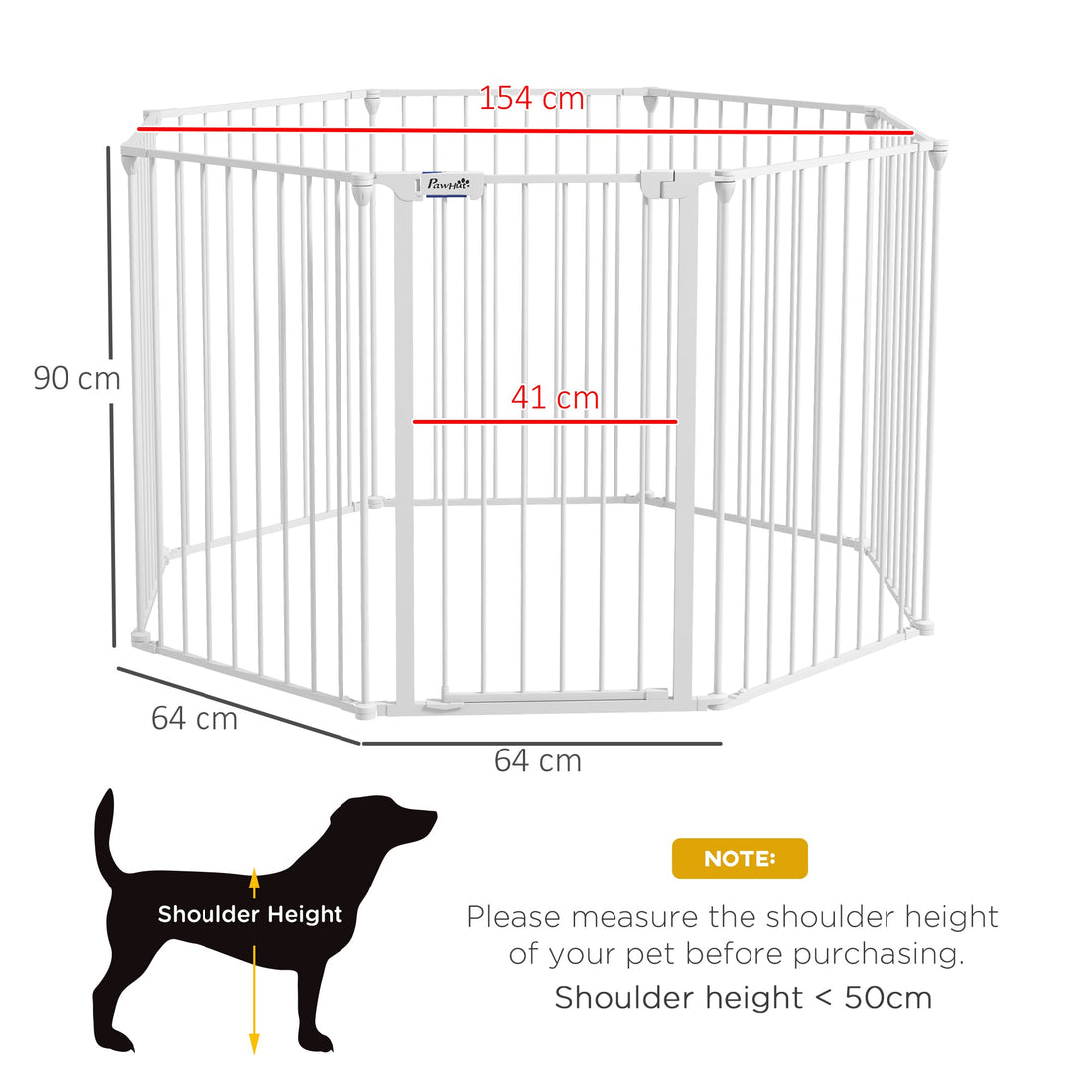 2 in 1 8 Panels Dog Pen, Safety Gate, with Lockable Door, for Medium Dogs - White