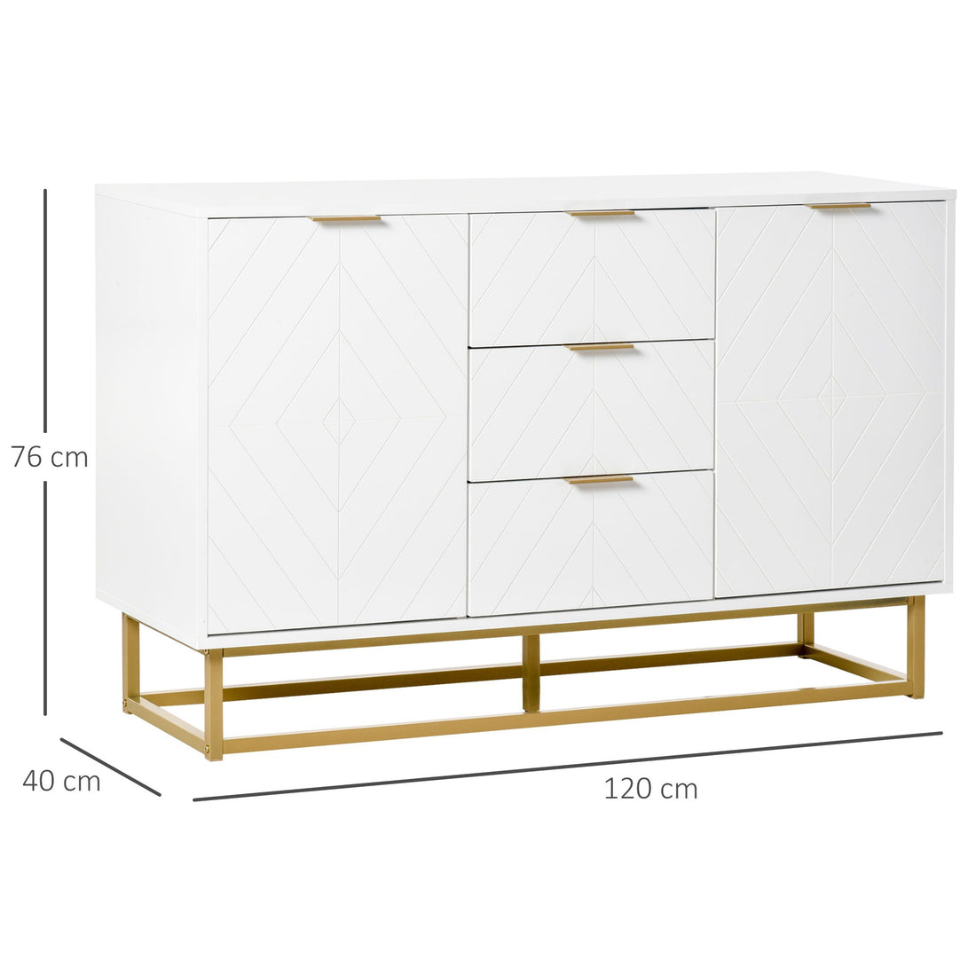 Sideboard with 3 Drawers and Adjustable Shelves for Living Room - White