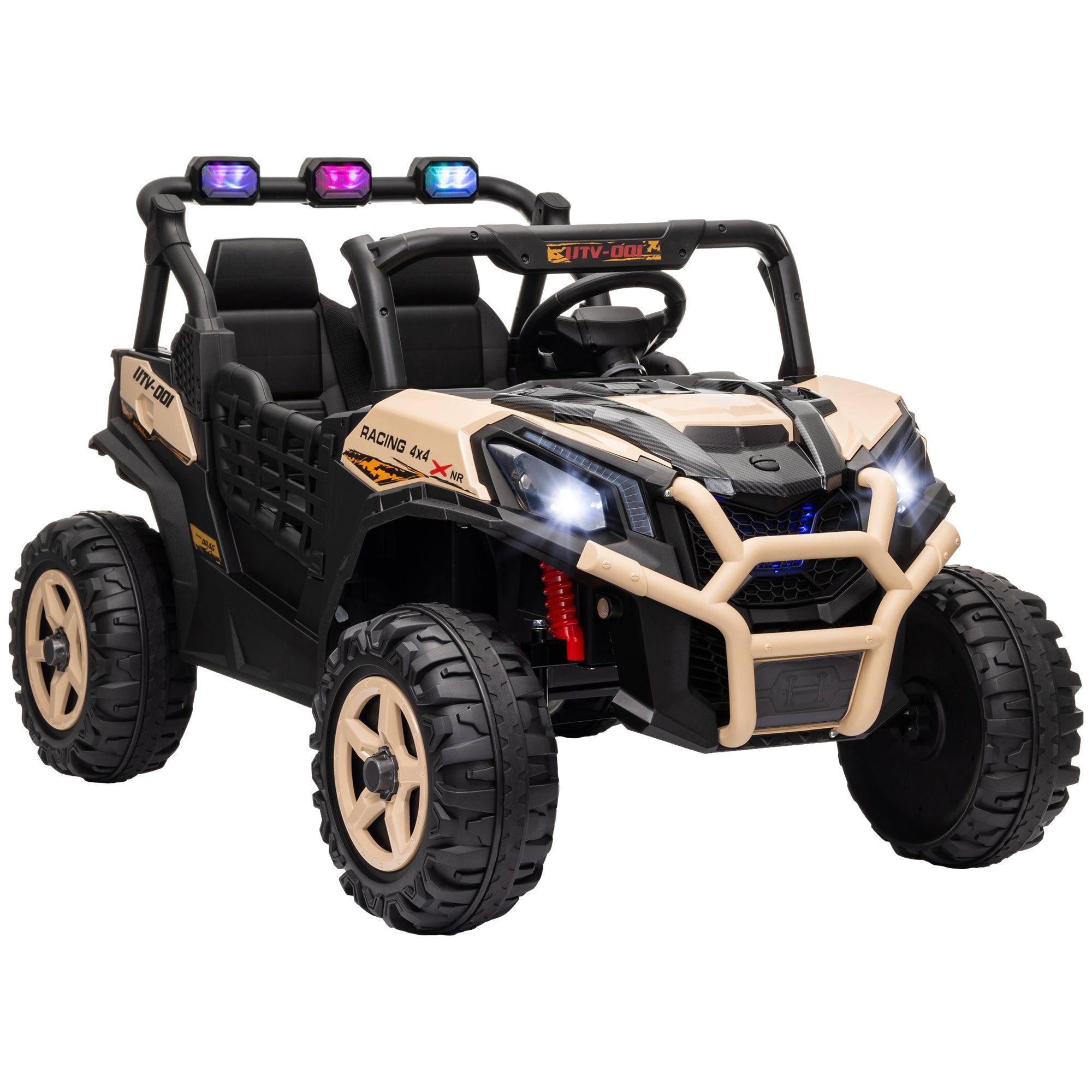 24V 2 Seater Kids Electric Car with Remote Control, Suspension System, Slow Start, 3 Speeds, for 3-8 Years, Khaki