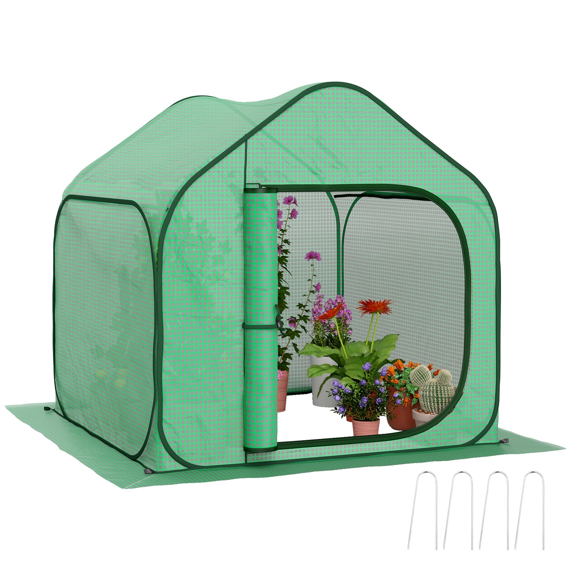 150 x 148cm Pop-Up Greenhouse - Green
