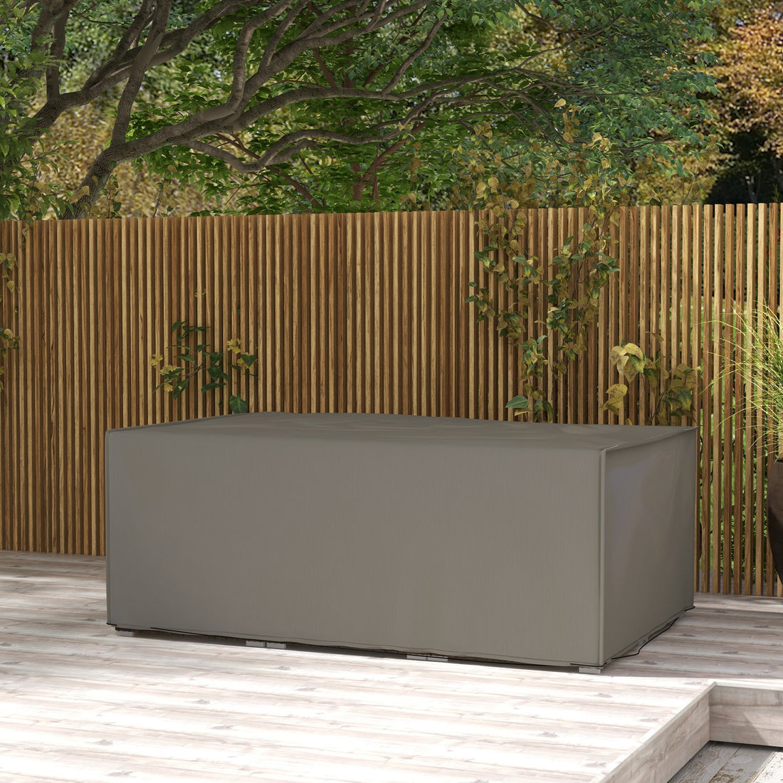 Outdoor Garden Furniture Cover Waterproof, Anti-UV 600D Heavy Duty Oxford Fabric Patio Furniture Cover for Rectangular Sofa Table Set, Grey, 210 x 140 x 80 cm