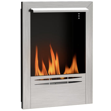 Stainless Steel Ethanol Fireplace Insert, Bioethanol Fire, Indoor Ethanol Burner with 0.9 Litres Volume, Cover Lid, Burns for Up to 3.3 Hours, Silver
