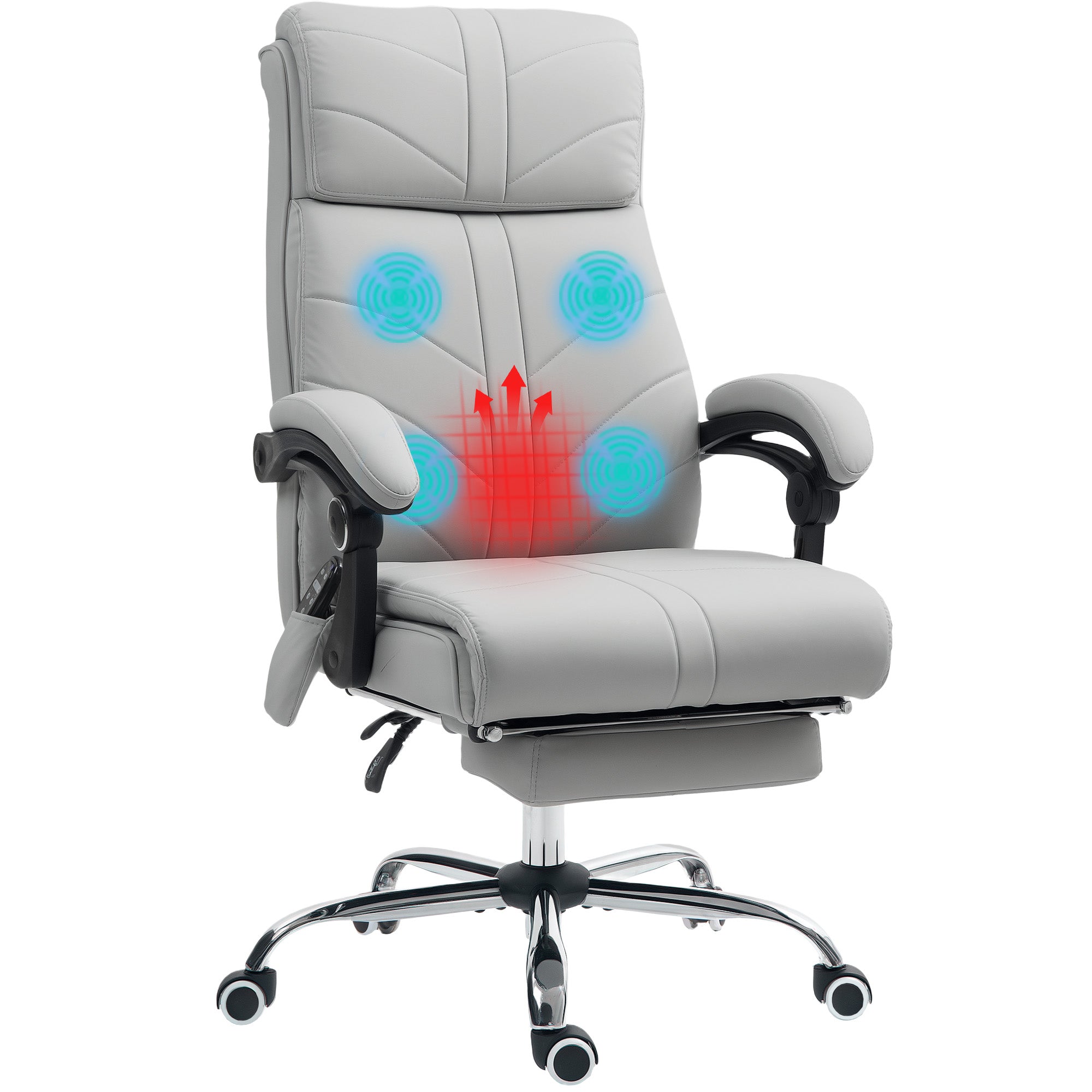 Faux Leather Massage Office Chair - Light Grey