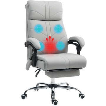 Faux Leather Massage Office Chair - Light Grey