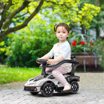 Licensed 2 in 1 Baby Ride on Push Car Toddler Push Along Car with Parent Handle Sliding Car with Horn Steering Wheel NO POWER for 1 - 3 Years, White