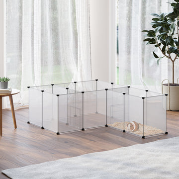 18-Panel Small Animal Cage, Pet Playpen, for Guinea Pigs, Hedgehogs - White