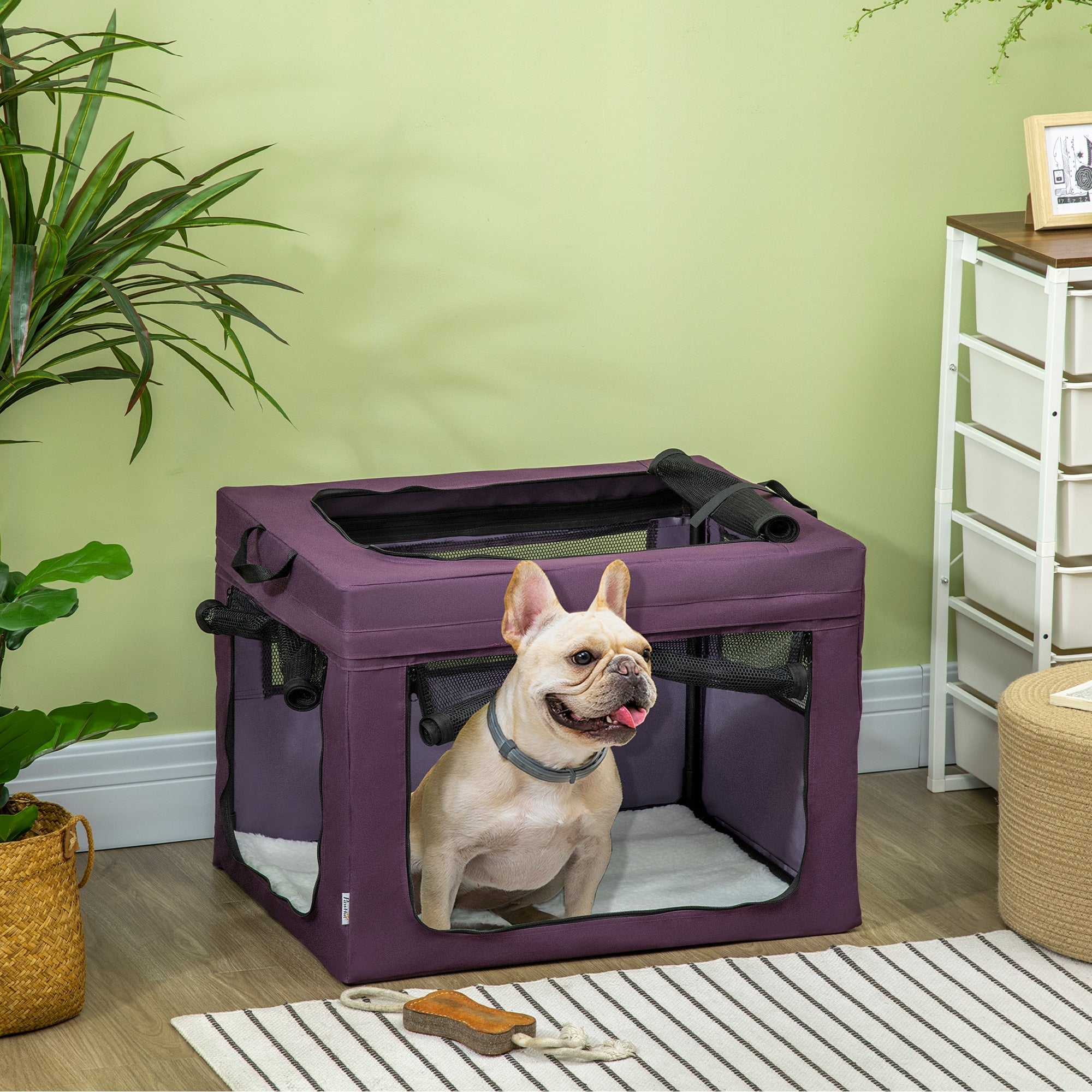 69cm Pet Carrier, with Cushion, for Miniature and Small Dogs - Purple