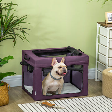 69cm Pet Carrier, with Cushion, for Miniature and Small Dogs - Purple