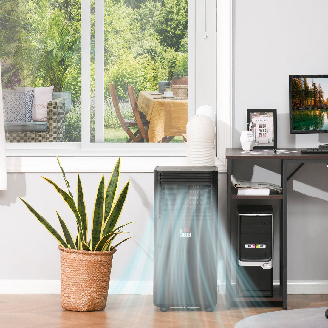 8000 BTU 4-In-1 Portable Air Conditioner Unit Cooling Dehumidifying Ventilating for Room up to 15m², with Fan, Remote, 24H Timer, Window Mount Kit, R290, A Energy Efficiency