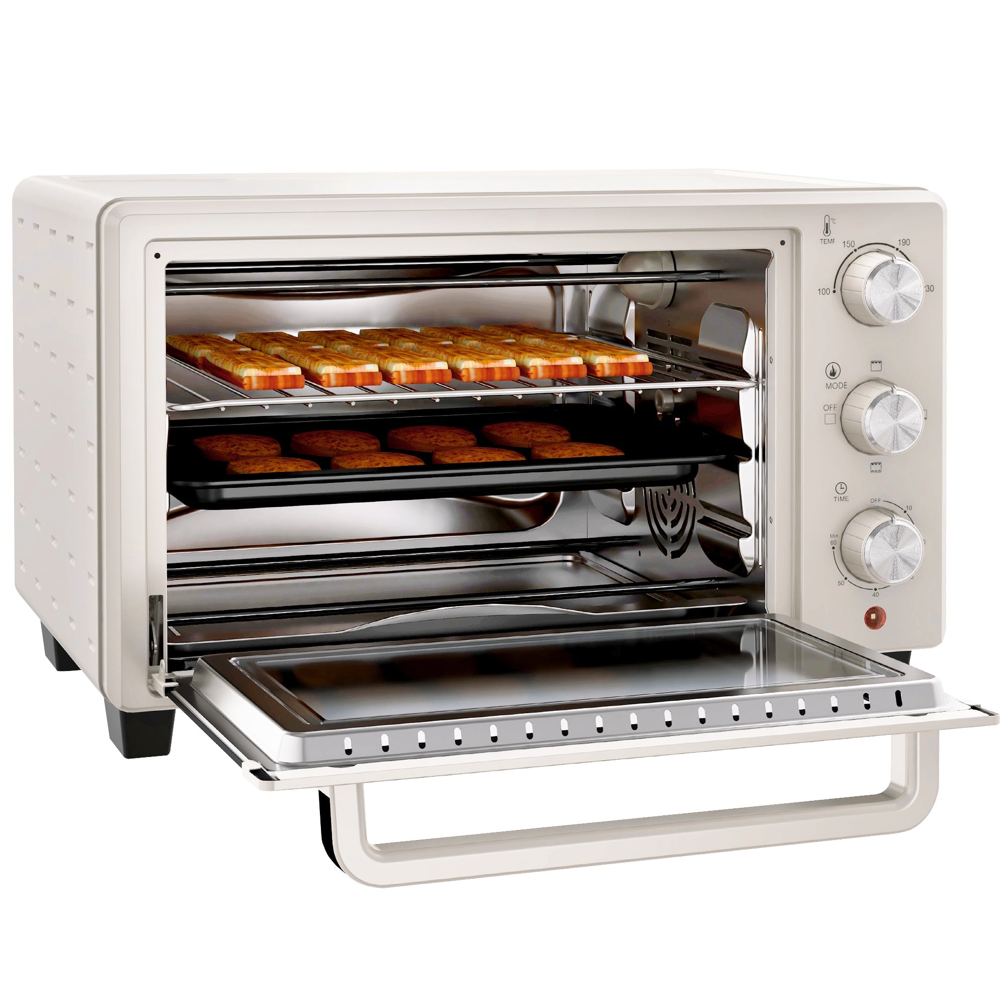 21L Mini Countertop Oven, 100°C-230°C Adjustable Temp - White