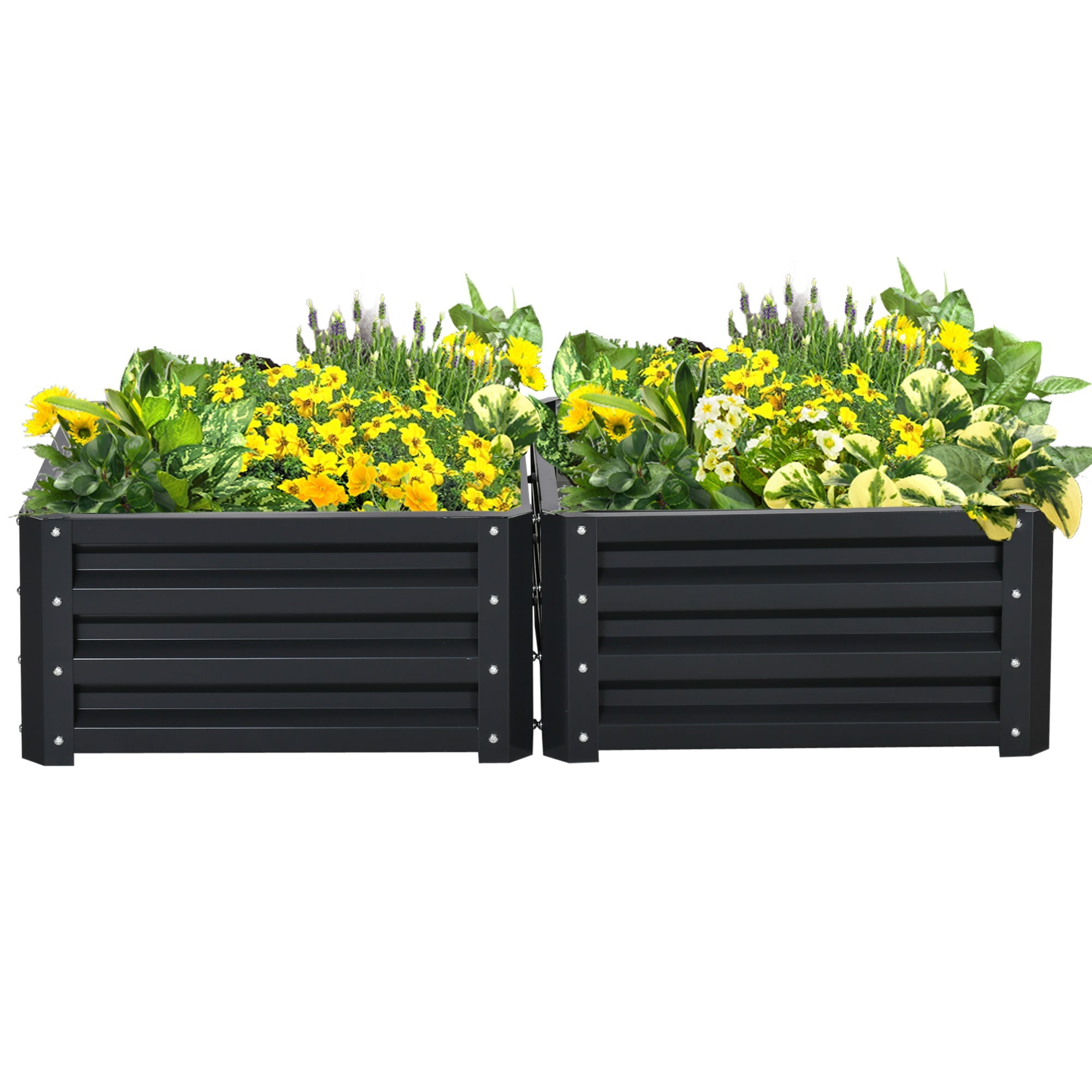 Set of Two 60 x 60cm Steel Planter Boxes - Grey