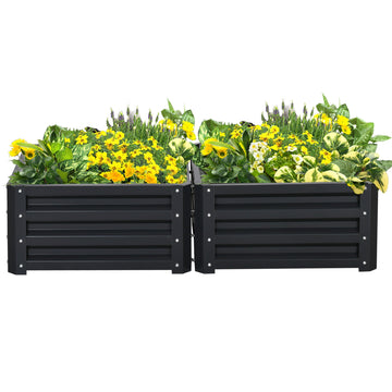 Set of Two 60 x 60cm Steel Planter Boxes - Grey