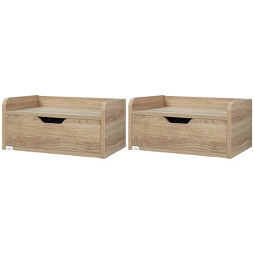 Floating Nightstand Set of 2 Wall Mounted Bedside Table with Storage Drawer for Bedroom, Natural