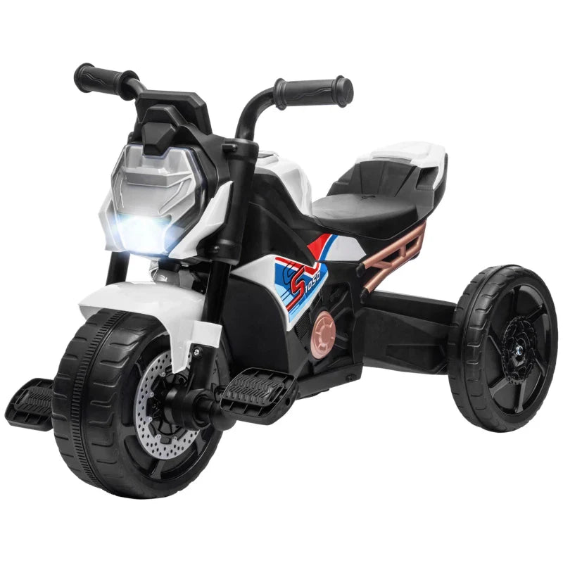 Motorcycle Design, 3 in 1 Toddler Trike, Sliding Car, Balance Bike with Headlight, Music, Horn, White
