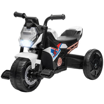 Motorcycle Design, 3 in 1 Toddler Trike, Sliding Car, Balance Bike with Headlight, Music, Horn, White