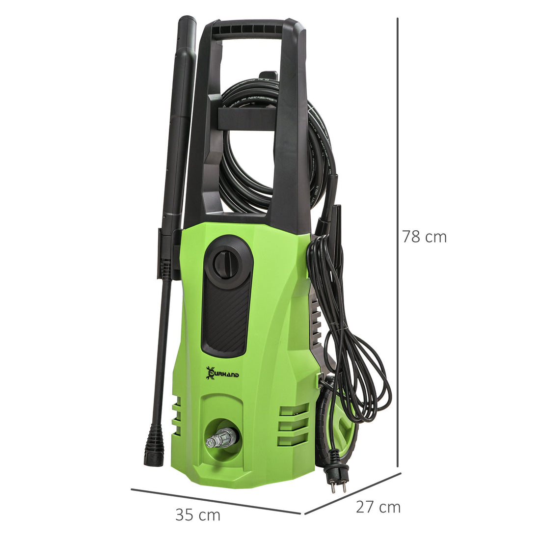 1800W High Pressure Washer, 150 Bar Pressure, 510 L/h Flow, High-Performance Portable Power Washer Jet Wash Cleaner with 6M Hose, Snow Foam Bottle for Garden, Car, Furniture, Green