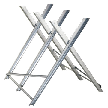 Portable Sawhorse Heavy Duty Steel Adjustable Work Support, Foldable Sawhorse Stand 100 kg Weight Capacity, Silver Tone