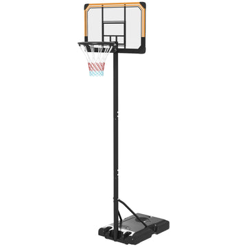 SPORTNOW Height Adjustable Basketball Stand Net Set System, Freestanding Basketball Hoop and Stand with Wheels, 182-213cm - Black