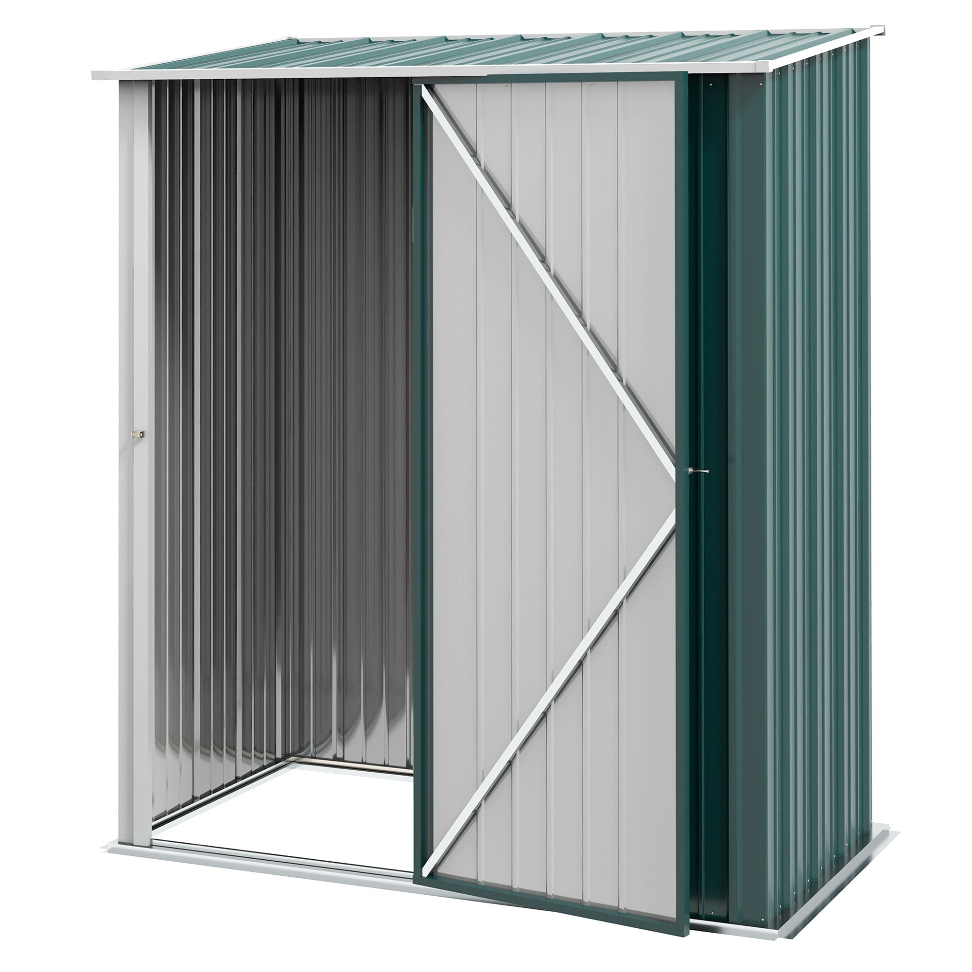 5.3 x 3.1ft Corrugated Steel Garden Shed - Green