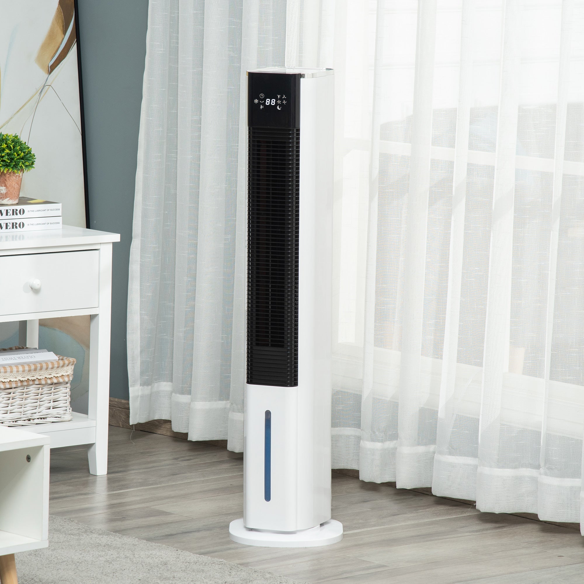 Portable Air Cooler, 6L Tank Humidifier Evaporative Ice Cooling Fan Water Conditioner Unit with 3 Modes, 3 Speed, Remote, Timer, Oscillating for Home Bedroom, White