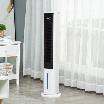 Portable Air Cooler, 6L Tank Humidifier Evaporative Ice Cooling Fan Water Conditioner Unit with 3 Modes, 3 Speed, Remote, Timer, Oscillating for Home Bedroom, White